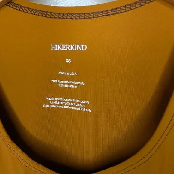 Hikerkind Mustard Gold Recycled Crop Active Tank Sleeveless Made in USA XS - Picture 2 of 8
